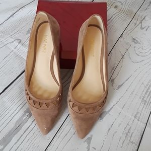 NINE WEST Tan Alleyne Pointed Toe Flats